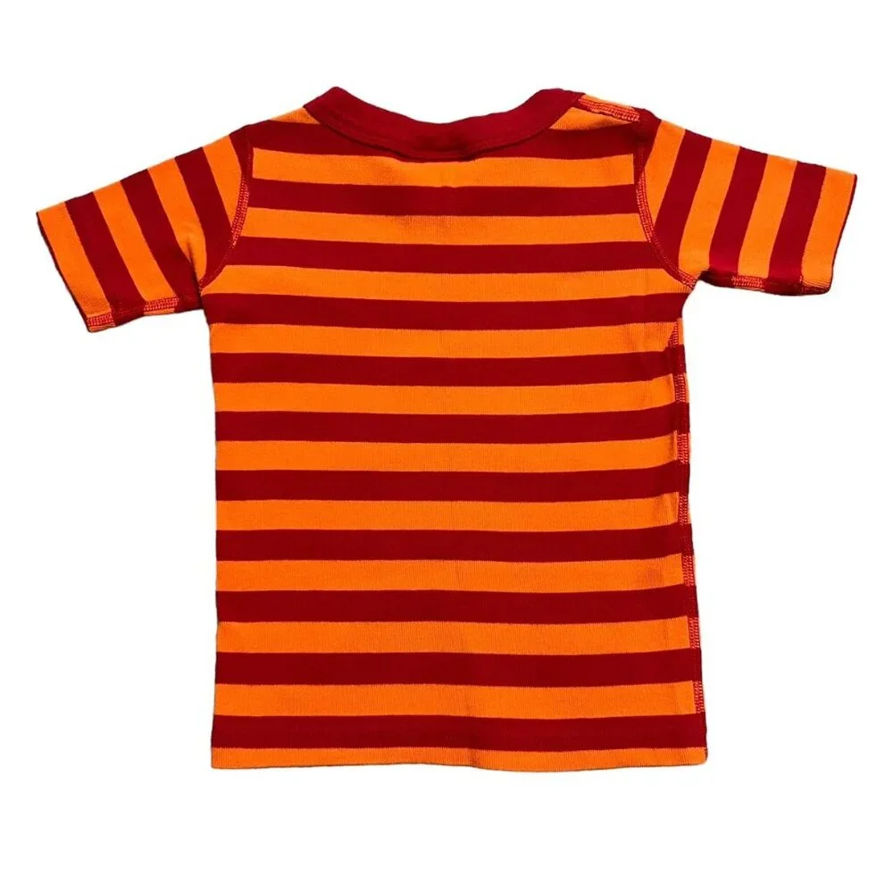 Hanna Andersson Sz 90 (3Y) Red & Orange Striped Short Pajamas